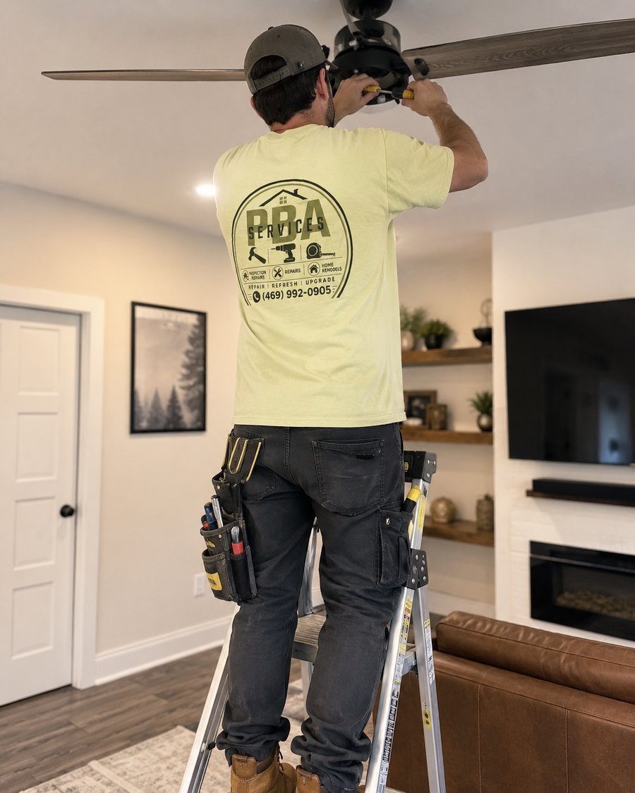 PBA Services installing a ceiling fan