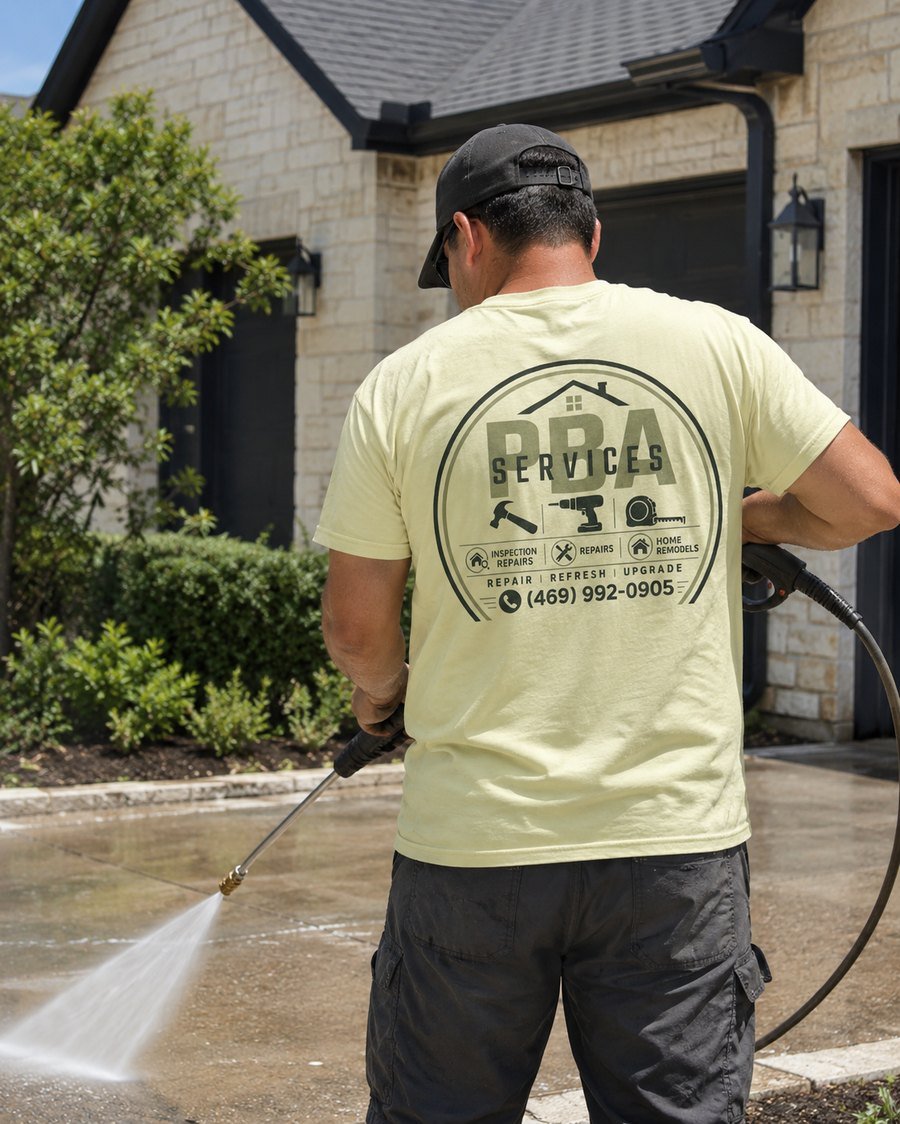 Power washing a commercial exterior