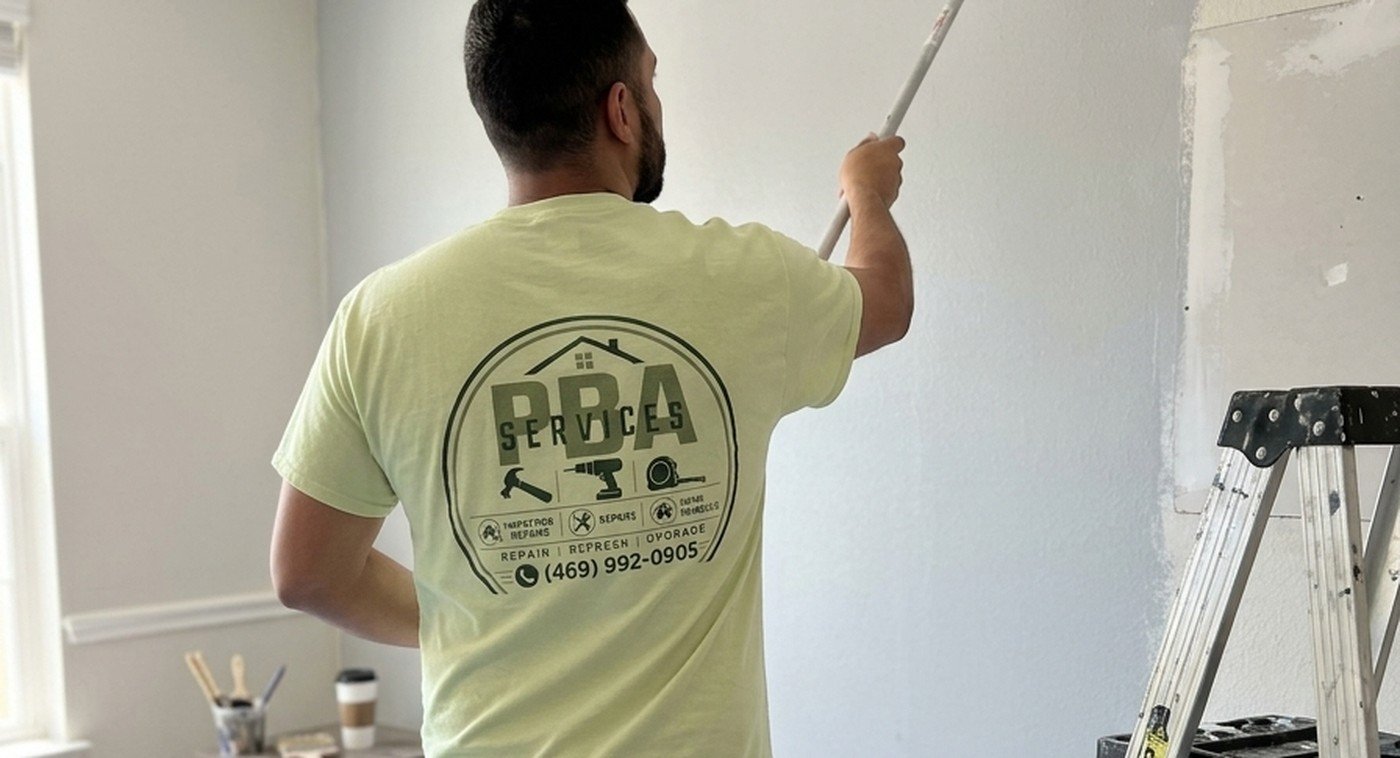 PBA Services painter rolling interior wall paint in Dallas-Fort Worth