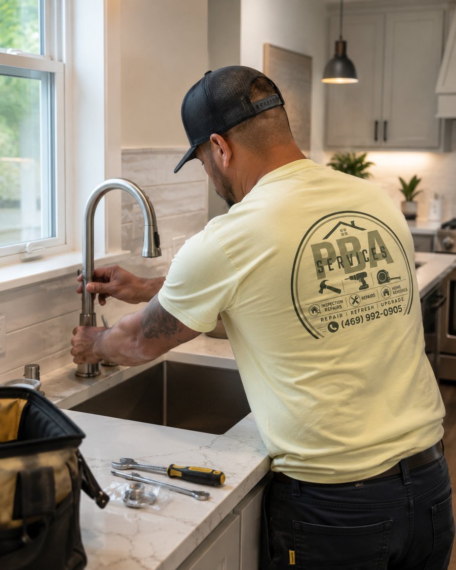 PBA Services installing a kitchen faucet