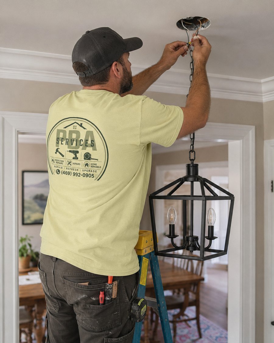 PBA Services installing a light fixture